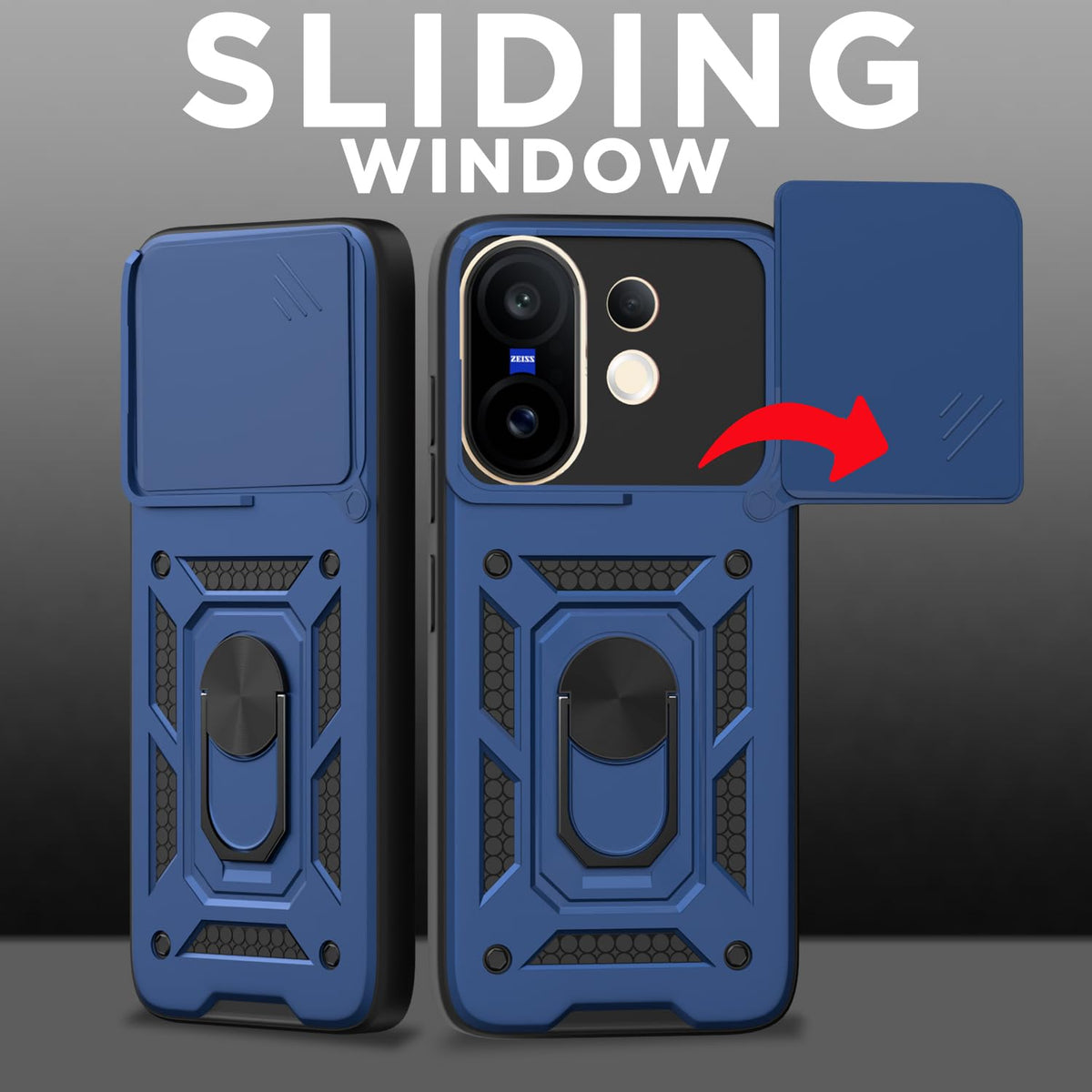 VIVO V60 5G Armor Military-grade Case With Sliding Camera Cover & 360 Kickstand