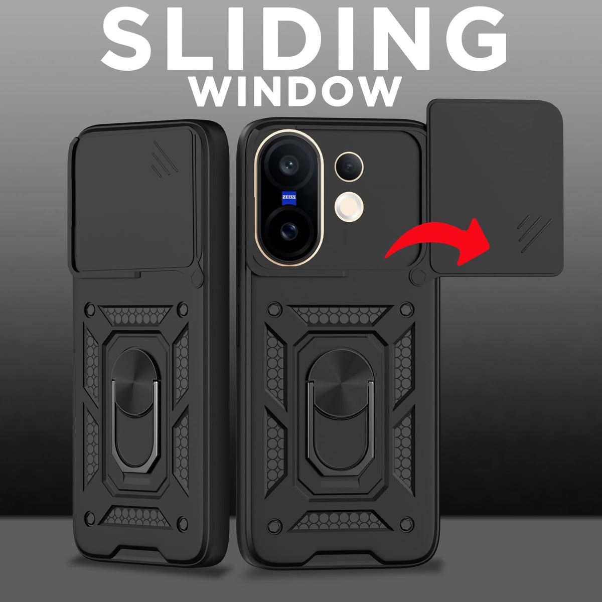 VIVO V60 5G Armor Military-grade Case With Sliding Camera Cover & 360 Kickstand