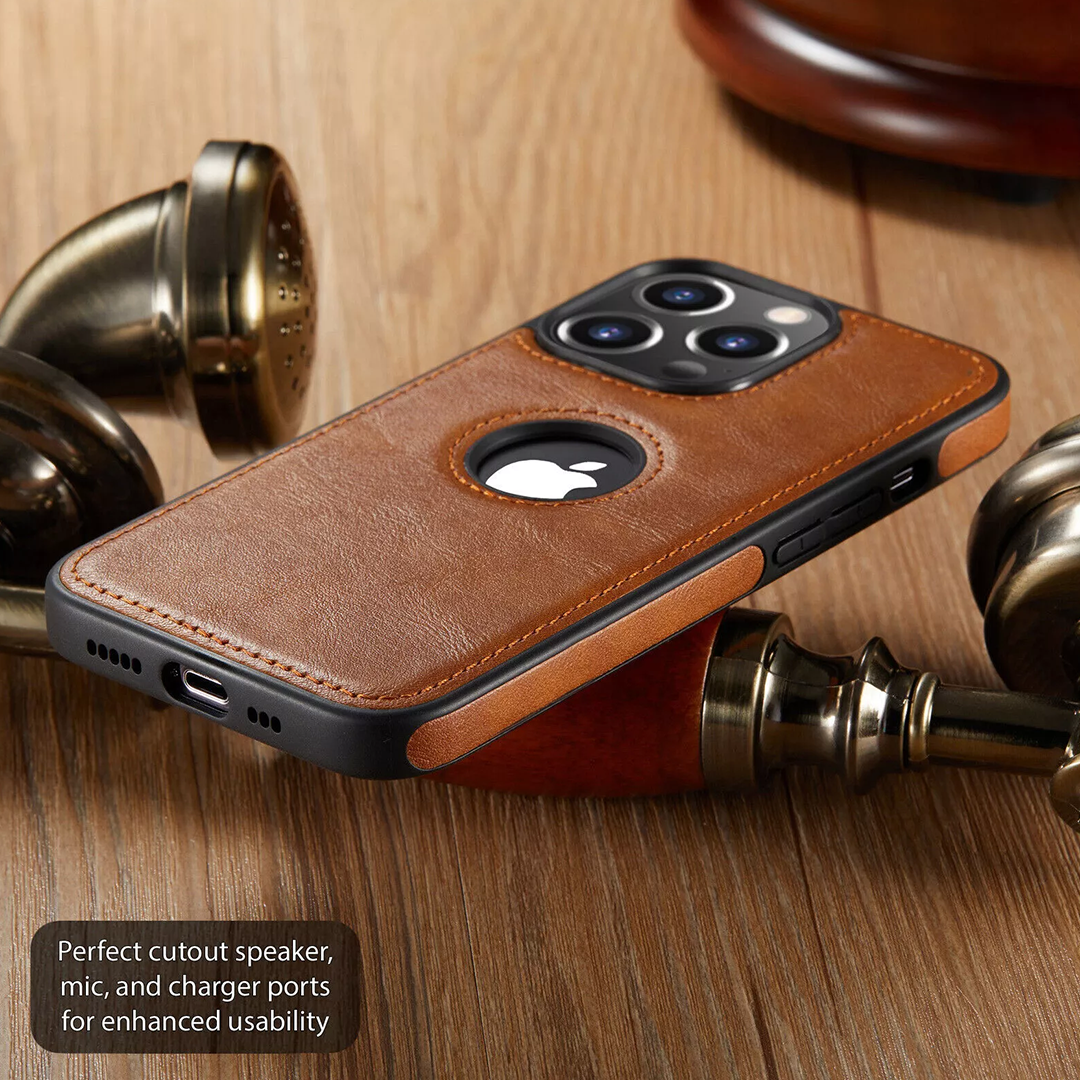 IPHONE 16 PRO 5G Drop Protection | Raised Camera Edges Protective Back Leather Case