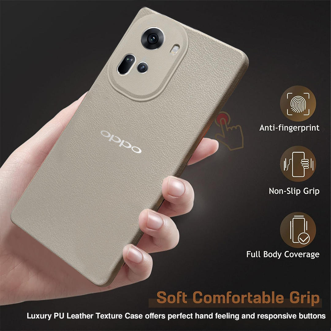 Oppo RENO 11 5G Solid Color Leather Texture Matte Phone Back Case