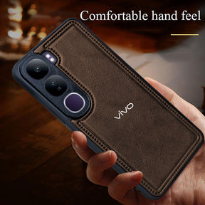 VIVO Y300 5G Vintage Leather Stitched Protective Back Case