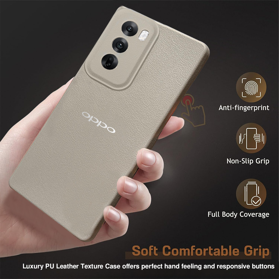 Oppo RENO 12 5G Solid Color Leather Texture Matte Phone Back Case
