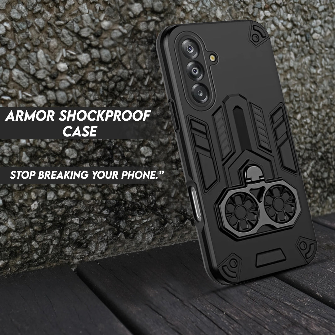 Samsung Galaxy A56 5G Armor knight Series Camera Protection 2 in 1 Shockproof Phone Cover with Kickstand