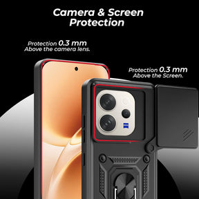 VIVO V70 5G Armor Military-grade Case With Sliding Camera Protection Cover & 360 Kickstand