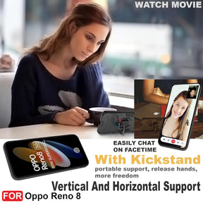 OPPO Reno 8 5G Black Panther Metal Bracket Shockproof Protective Back Case