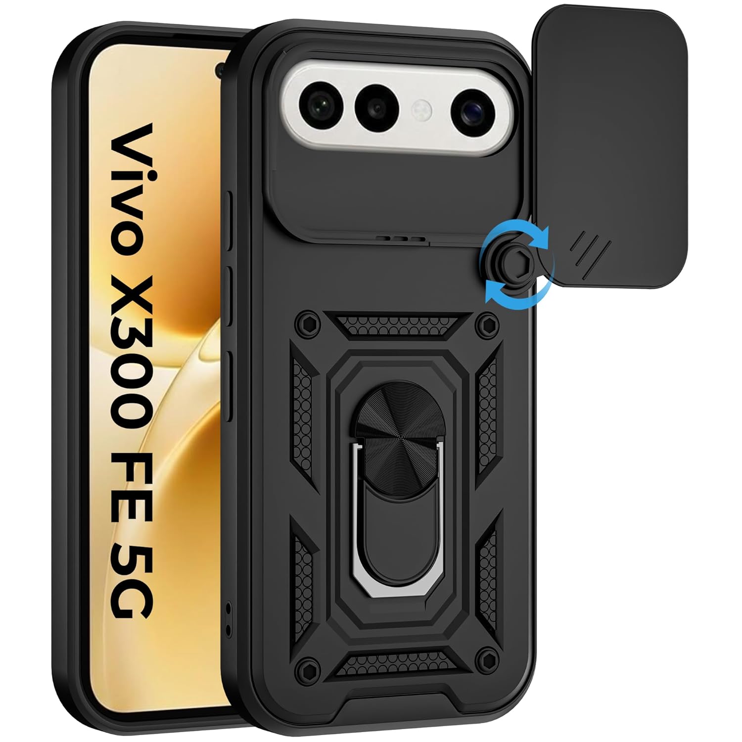 VIVO X300fe 5G Armor Military-grade Case With Sliding Camera Cover & 360 Kickstand