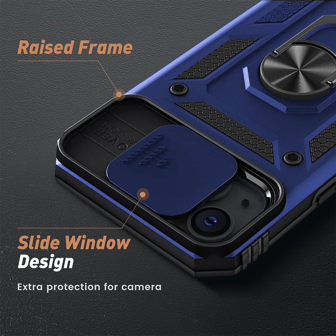 IPhone 14 5G Armor Military-grade Case With Sliding Camera Cover & 360 Kickstand