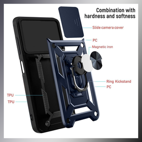 VIVO V29 5G Armor Military-grade Case With Sliding Camera Cover & 360 Kickstand-BLACK