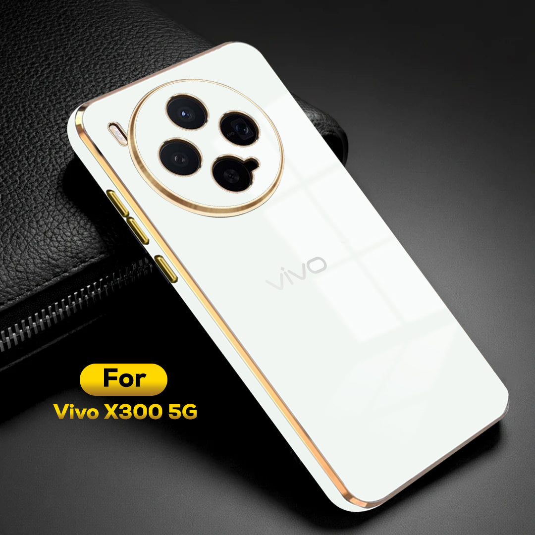 VIVO X300 5G ULTRA-SHINE GOLD ELECTROPLATED LUXURIOUS  BACK CASE WITH CAMERA PROTECTION