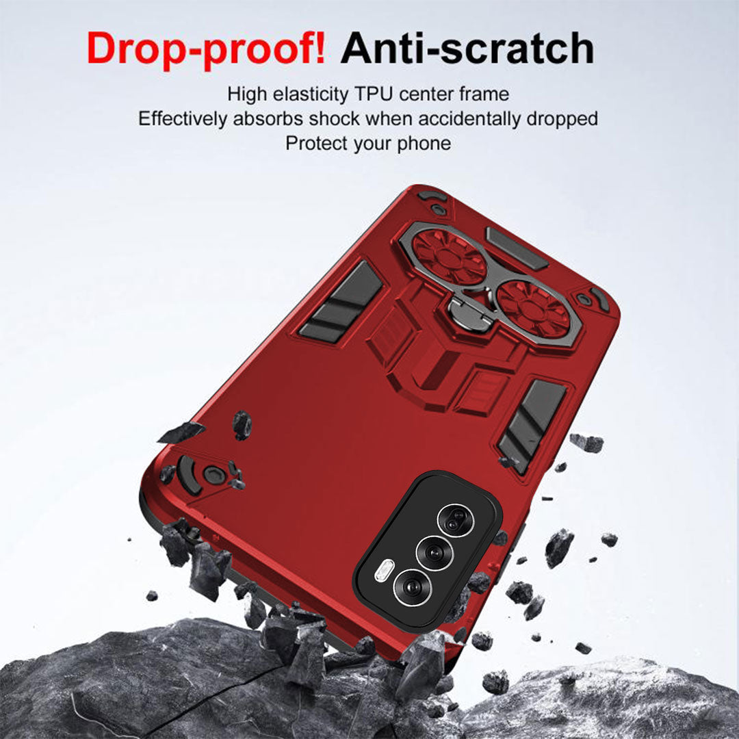 Oppo Reno 12/12 PRO 5G Armor knight Series Camera Protection 2 in 1 Shockproof Phone Cover with Kickstand
