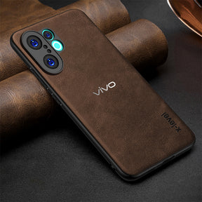 VIVO X200 FE 5G Business Style PU LEATHER PROTECTIVE BACK CASE WITH CAMERA PROTECTION