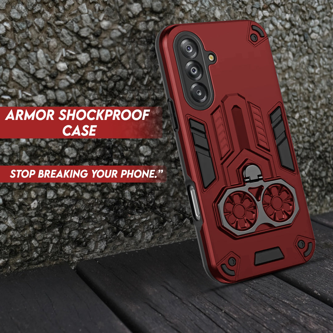 Samsung Galaxy A16 5G Armor knight Series Camera Protection 2 in 1 Shockproof Phone Cover with Kickstand