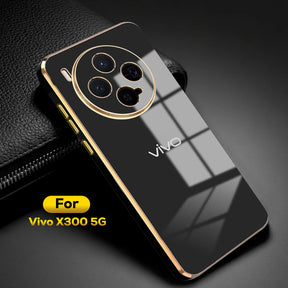 VIVO X300 5G ULTRA-SHINE GOLD ELECTROPLATED LUXURIOUS  BACK CASE WITH CAMERA PROTECTION