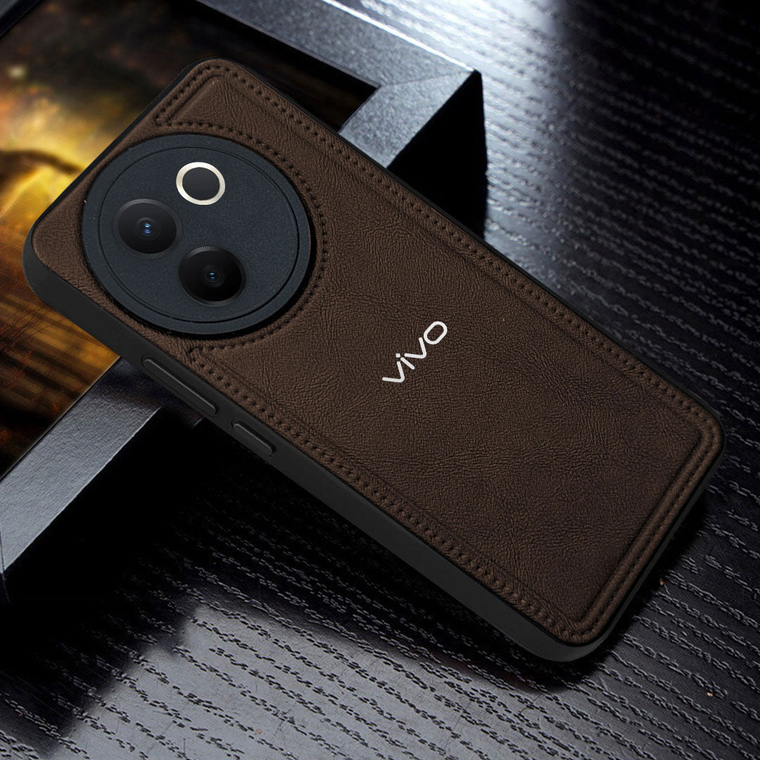 VIVO V30E 5G Vintage Leather Stitched Protective Back Case