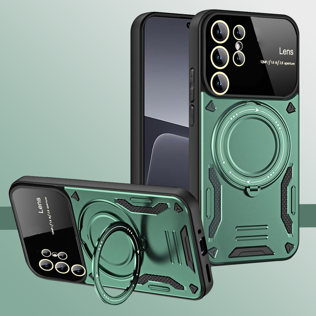 SAMSUNG GALAXY S25 Ultra 5G Heavy Duty Rugged Shockproof Camera Lens Protector Phone Cover with Kickstand