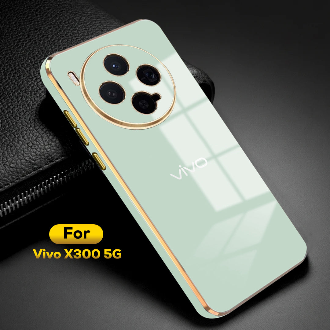 VIVO X300 5G ULTRA-SHINE GOLD ELECTROPLATED LUXURIOUS  BACK CASE WITH CAMERA PROTECTION