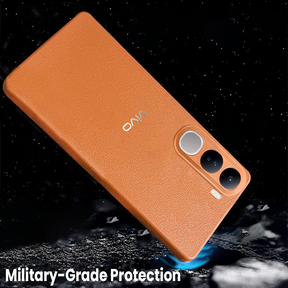 Vivo Y300 5G Solid Color Leather Texture Matte Phone Back Case