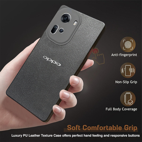 Oppo RENO 11 5G Solid Color Leather Texture Matte Phone Back Case