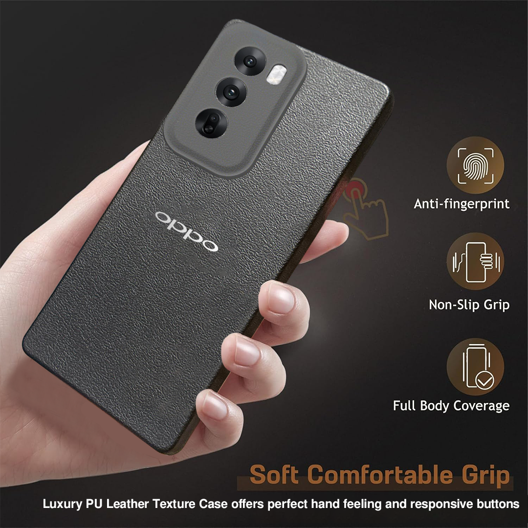 Oppo RENO 12 5G Solid Color Leather Texture Matte Phone Back Case