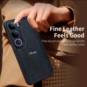 VIVO Y300 5G Vintage Leather Stitched Protective Back Case