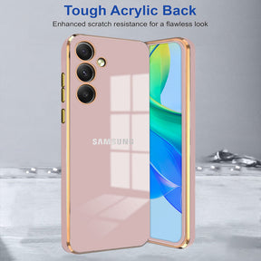 GALAXY S25 5G ULTRA-SHINE GOLD ELECTROPLATED LUXURIOUS  BACK CASE WITH CAMERA PROTECTION