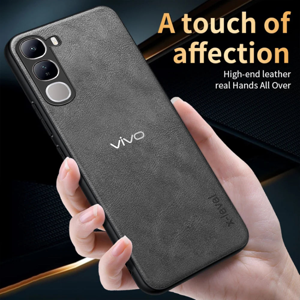 VIVO Y400 5G Business Style PU LEATHER PROTECTIVE BACK CASE WITH CAMERA PROTECTION