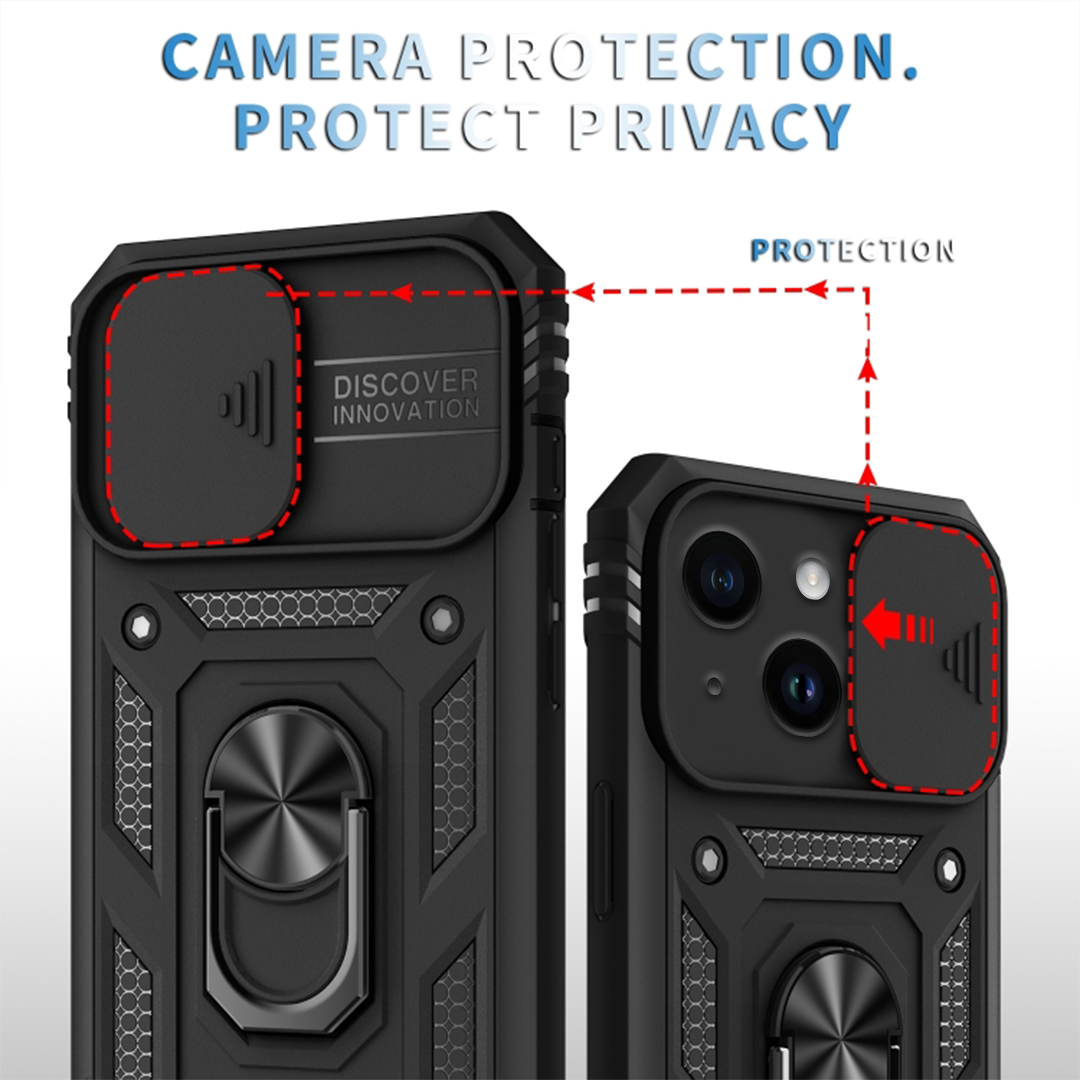 IPhone 14 5G Armor Military-grade Case With Sliding Camera Cover & 360 Kickstand