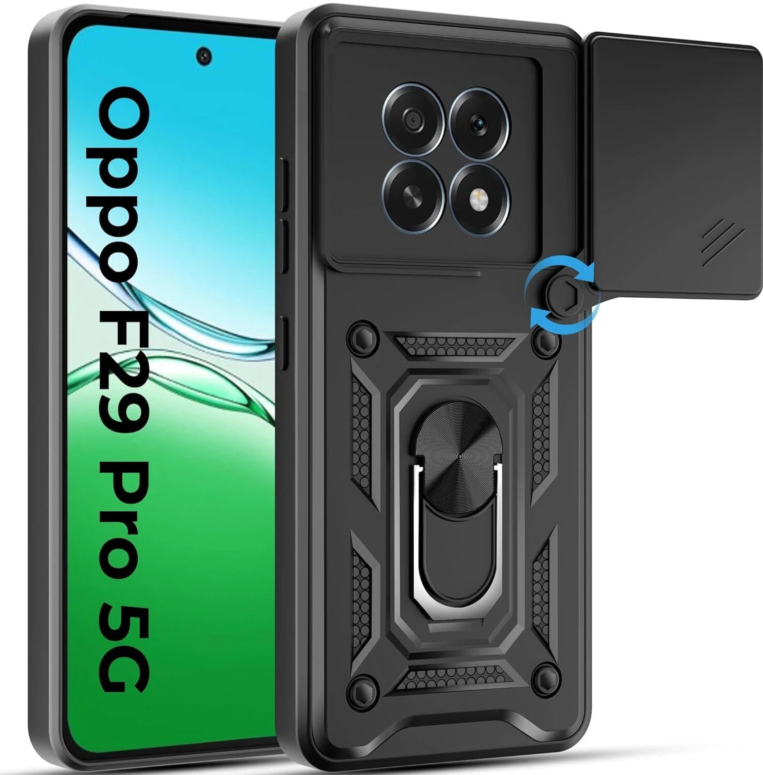 Oppo F29 PRO 5G Armor Military-grade Case With Sliding Camera Cover & 360 Kickstand