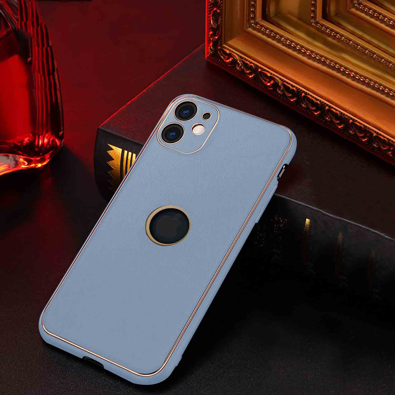 PhoneCases.Co.in-iPhone 12 Gold Electroplating Leather Chrome Back Cover