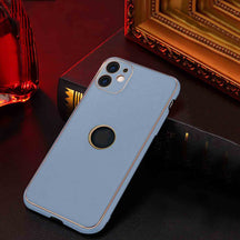 PhoneCases.Co.in-iPhone 12 Gold Electroplating Leather Chrome Back Cover