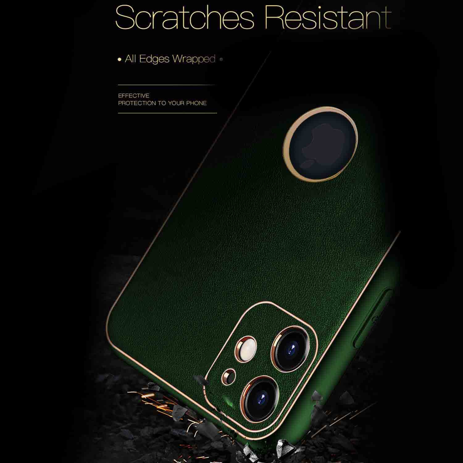 PhoneCases.Co.in-iPhone 12 Gold Electroplating Leather Chrome Back Cover
