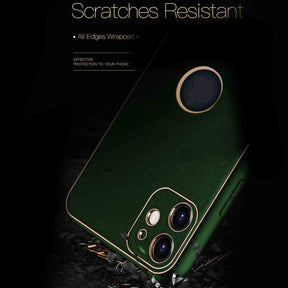 PhoneCases.Co.in-iPhone 12 Gold Electroplating Leather Chrome Back Cover
