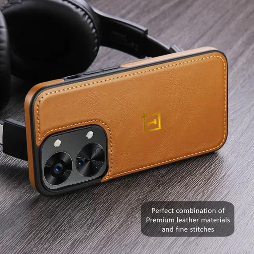 OnePlus Nord 2T 5G Series Vintage Leather Stitched Protective Back Case