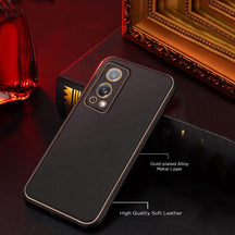 PhoneCases.Co.in-OnePlus Nord 2 5G Gold Electroplating Leather Chrome Back Cover