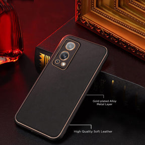 PhoneCases.Co.in-OnePlus Nord 2 5G Gold Electroplating Leather Chrome Back Cover