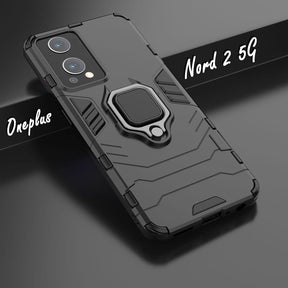 OnePlus Nord 2 5G Black Panther Metal Bracket Shockproof Protective Back Case