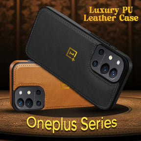 OnePlus 5G Series Vintage Leather Stitched Protective Back Case-Brown