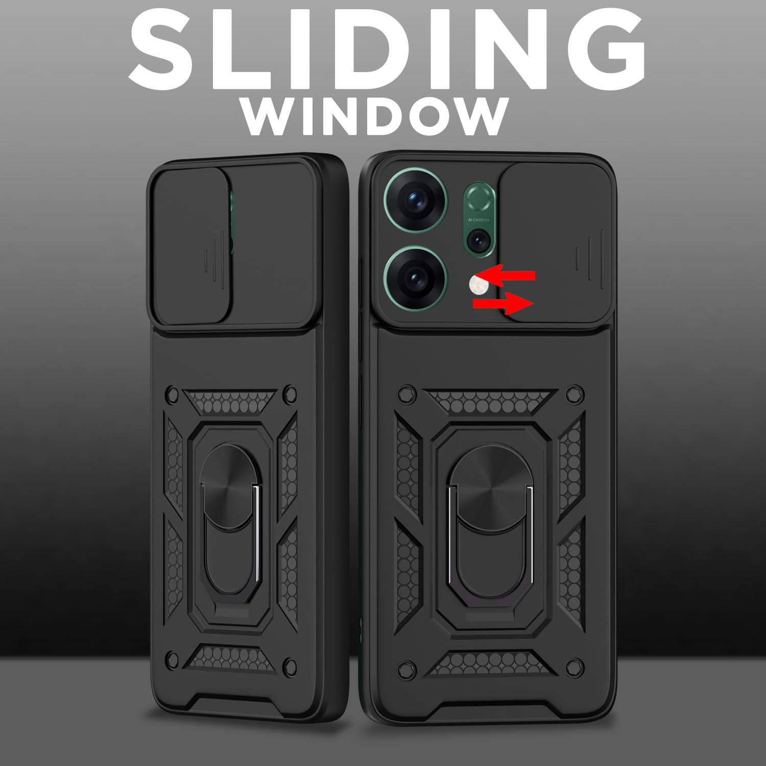 OPPO RENO 14 PRO 5G Armor Military-grade Case With Sliding Camera Cover & 360 Kickstand