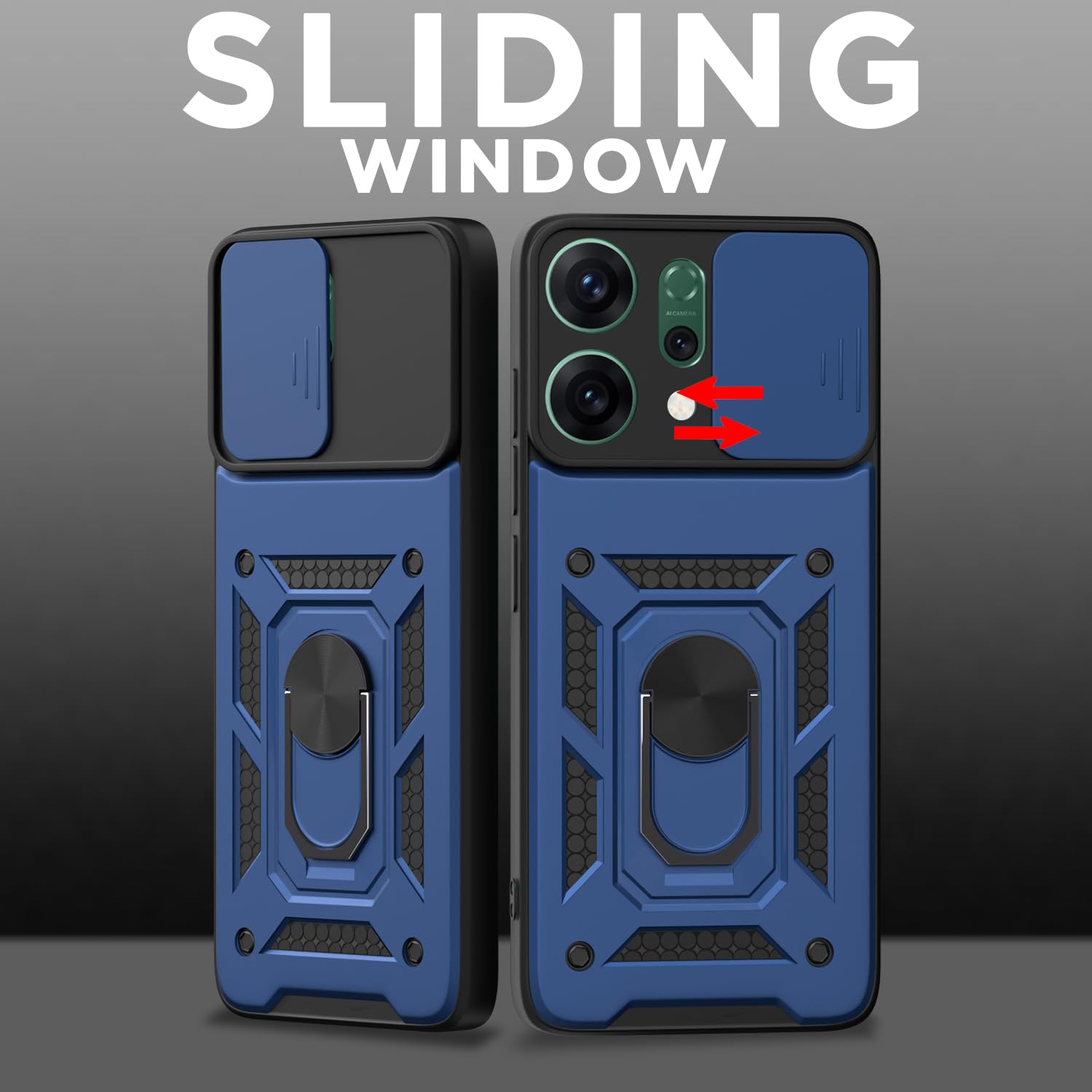 OPPO RENO 14 PRO 5G Armor Military-grade Case With Sliding Camera Cover & 360 Kickstand