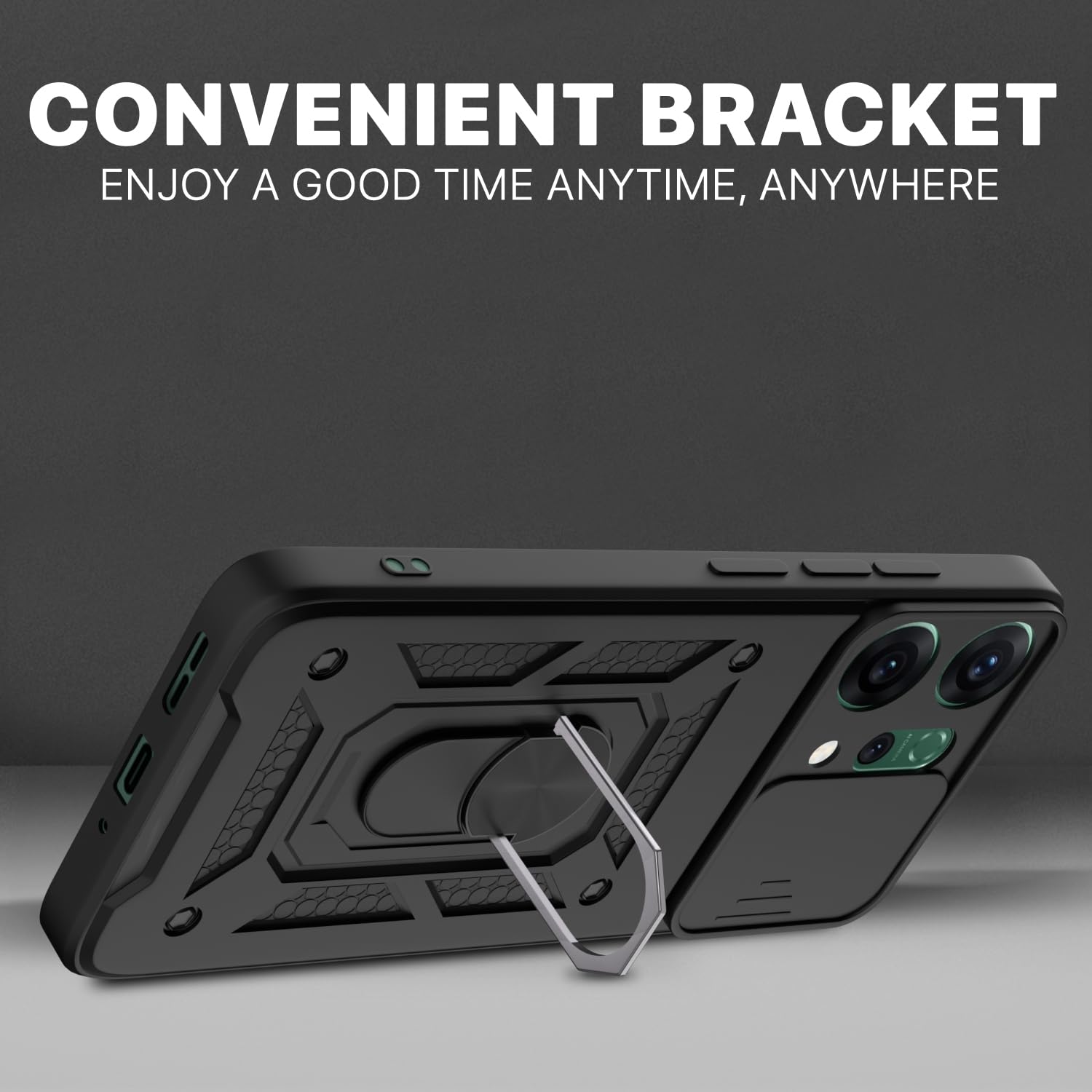 OPPO RENO 14 PRO 5G Armor Military-grade Case With Sliding Camera Cover & 360 Kickstand