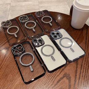 IPHONE 16 5G Diamond Gradient Plated MagSafe TPU With Camera Lens Protection Phone Case