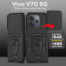 VIVO V70 5G Armor Military-grade Case With Sliding Camera Protection Cover & 360 Kickstand