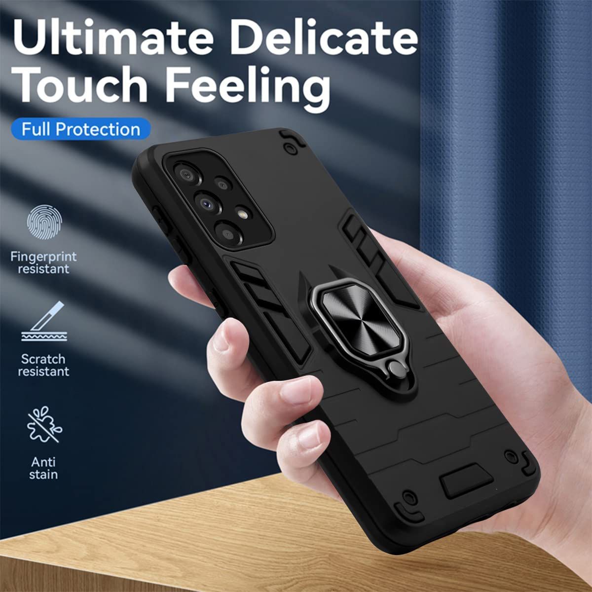 Galaxy A33 5G Black Panther Metal Bracket Shockproof Protective Back Case