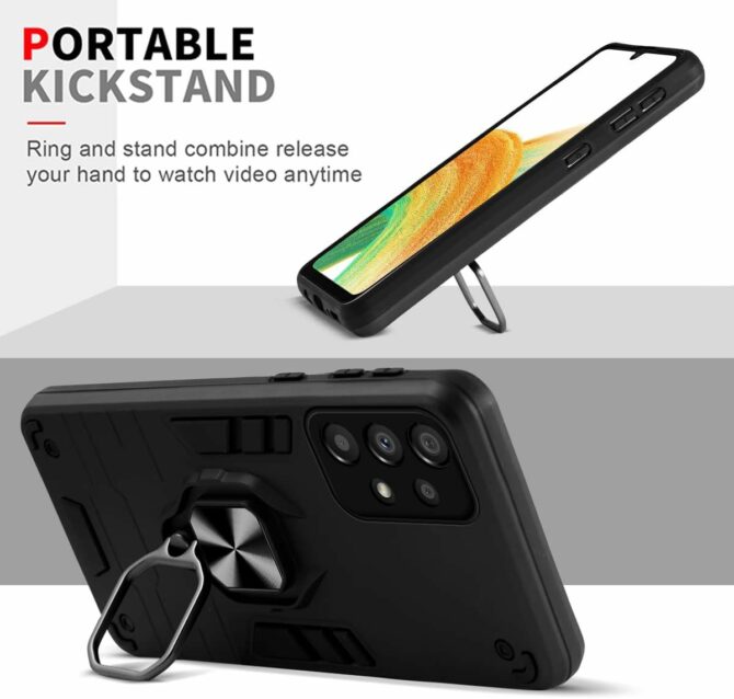 Galaxy A33 5G Black Panther Metal Bracket Shockproof Protective Back Case