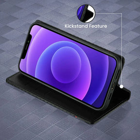 Oppo F19 Pro Plus Retro PU Leather Card Slots Flip Stand Case With Magnetic Closure