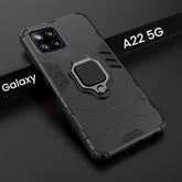 Galaxy A22 5G Black Panther Metal Bracket Shockproof Protective Back Case