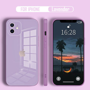 Ultra-Shine Luxurious Glass Case With Camera Protection Back Case For iPhone Series