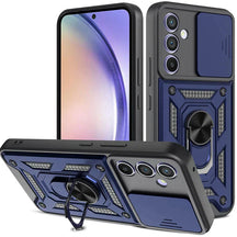 Galaxy A34 5g Armor Military-grade Case With Sliding Camera Cover & 360 Kickstand-black