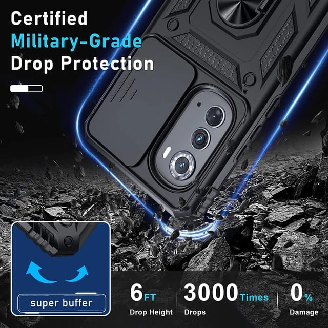 Motorola Moto G52 Armor Military-grade Case With Sliding Camera Cover & 360 Kickstand