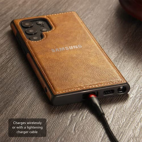 Galaxy S-Series 5G Drop Protection | Raised Camera Edges Protective Back Leather Case